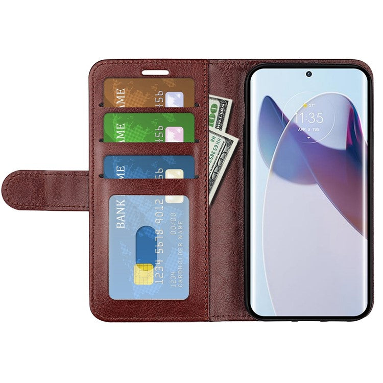 Crazy Horse Texture Phone Case for Motorola Moto X30 Pro 5G / Edge 30 Ultra 5G, PU Leather Foldable Stand Wallet Drop-proof Cover - Brown