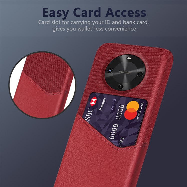 For Huawei Maimang 30 5G Case Cloth Texture PU Leather Hard PC Card Slot Phone Cover - Red