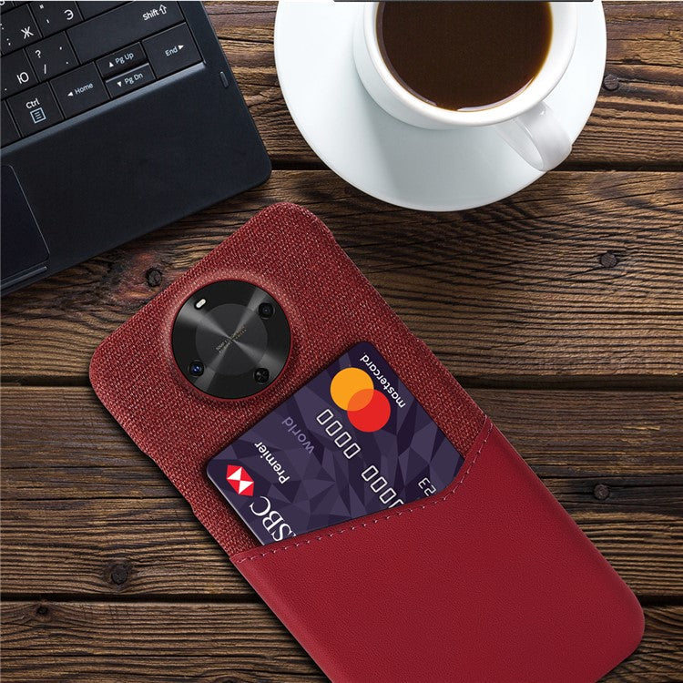 For Huawei Maimang 30 5G Case Cloth Texture PU Leather Hard PC Card Slot Phone Cover - Red