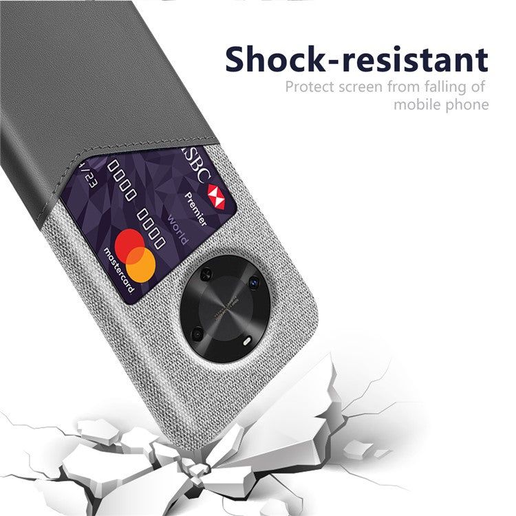 For Huawei Maimang 30 5G Case Cloth Texture PU Leather Hard PC Card Slot Phone Cover - Grey