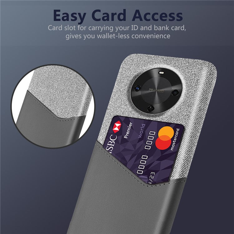 For Huawei Maimang 30 5G Case Cloth Texture PU Leather Hard PC Card Slot Phone Cover - Grey