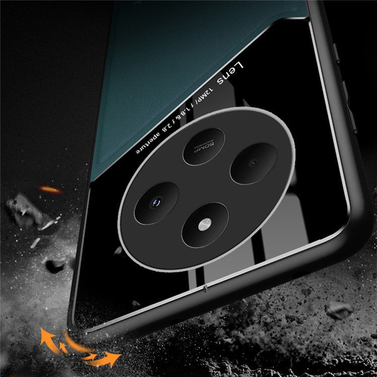 For Xiaomi Poco C75 4G / Redmi 14R 5G / 14C 4G Case Leather Coated PC+TPU Phone Back Cover - Orange