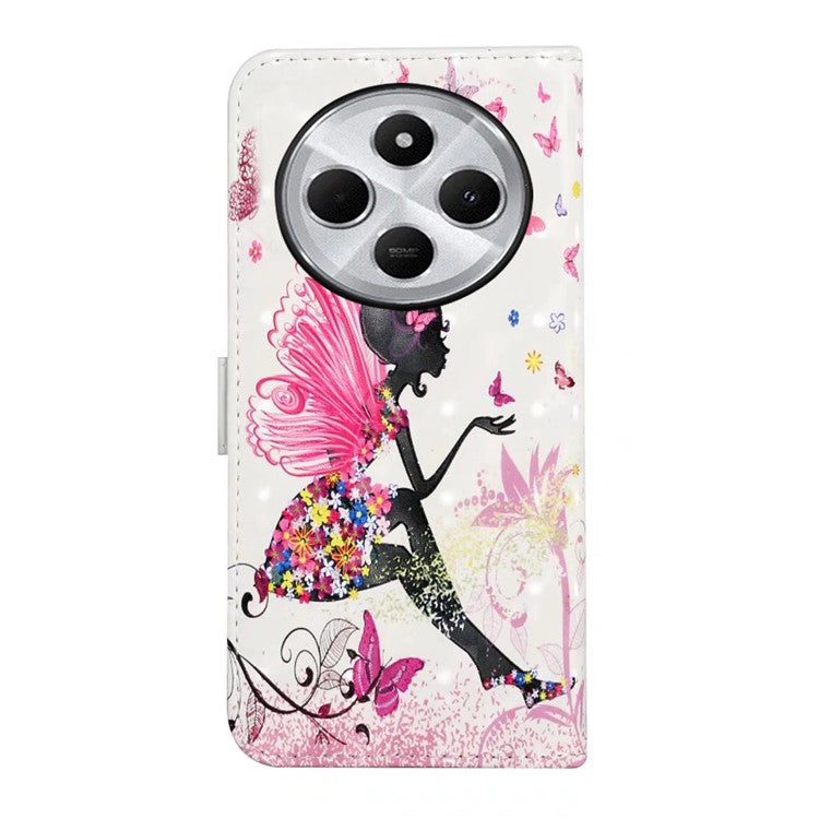 For Xiaomi Poco C75 4G / Redmi 14R 5G / 14C 4G Case 3D Creative Pattern PU Leather Stand Phone Cover - Girl
