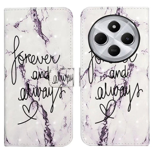 For Xiaomi Poco C75 4G / Redmi 14R 5G / 14C 4G Case 3D Creative Pattern PU Leather Stand Phone Cover - Forever and Always