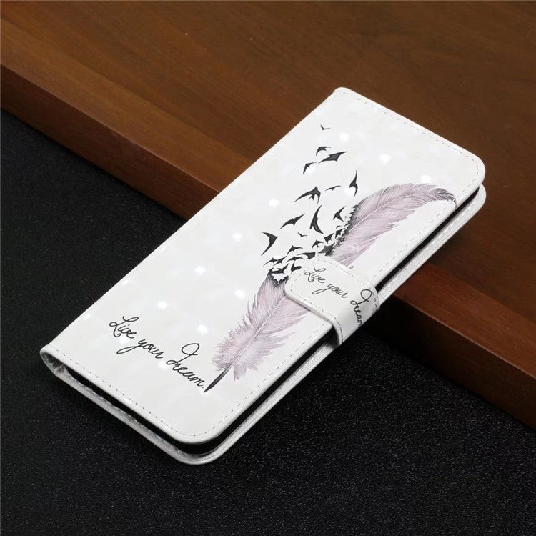 For Xiaomi Poco C75 4G / Redmi 14R 5G / 14C 4G Case 3D Creative Pattern PU Leather Stand Phone Cover - Feather