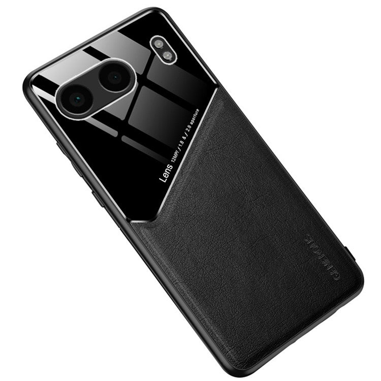 For OnePlus Nord 4 Case Leather Coated PC+TPU Phone Back Cover - Black