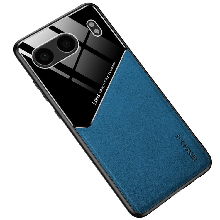 For OnePlus Nord 4 Case Leather Coated PC+TPU Phone Back Cover - Blue