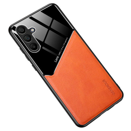 For Samsung Galaxy A16 5G / A16 4G Case Leather Coated PC+TPU Phone Back Cover - Orange