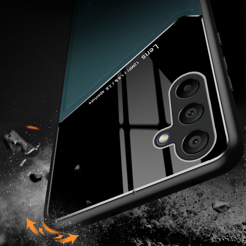 For Samsung Galaxy A16 5G / A16 4G Case Leather Coated PC+TPU Phone Back Cover - Black