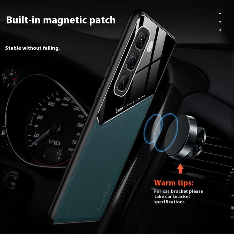 For Infinix Hot 50 5G Case Leather Coated PC+TPU Phone Back Cover - Orange