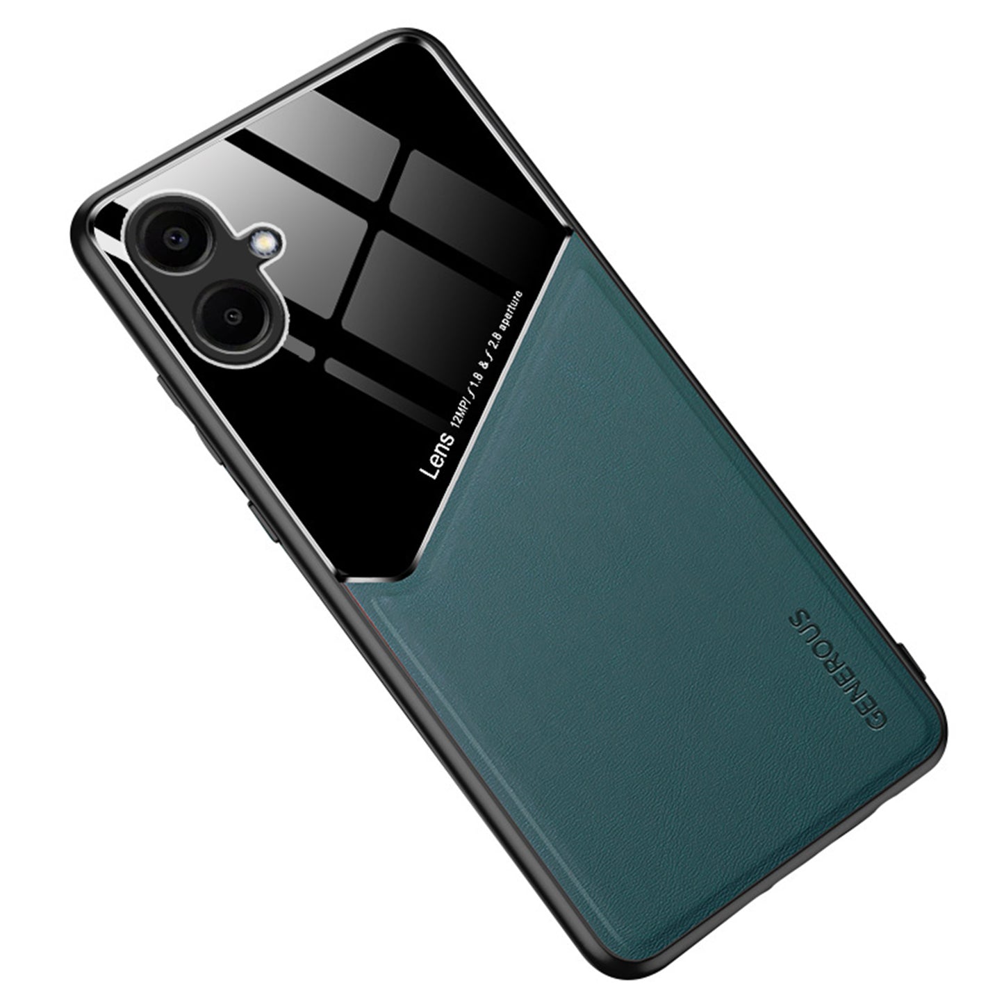 For Samsung Galaxy A06 Case Leather Coated PC+TPU Phone Back Cover - Green