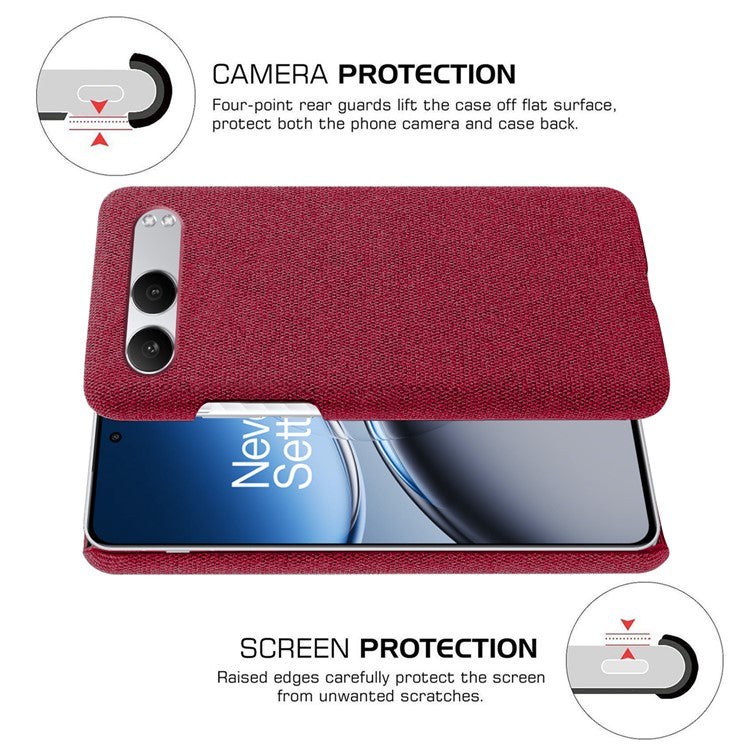 For OnePlus Nord 4 Case Cloth Texture Anti-Scratch Protective PC Phone Cover - Red