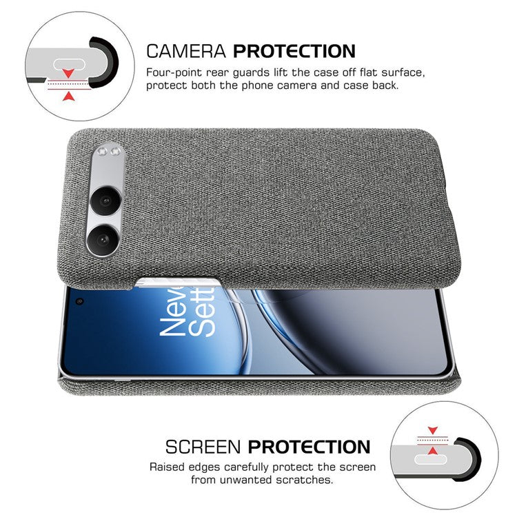 For OnePlus Nord 4 Case Cloth Texture Anti-Scratch Protective PC Phone Cover - Grey
