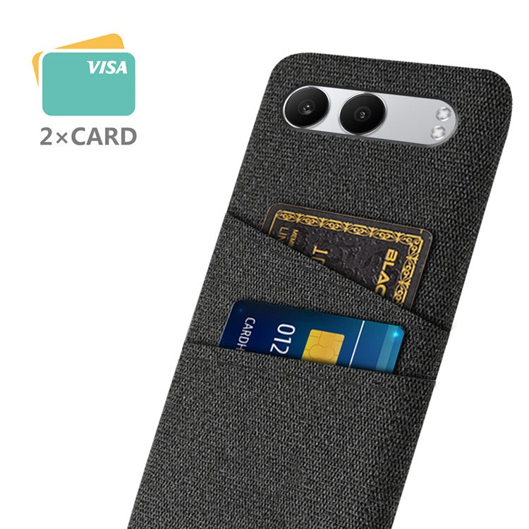 For OnePlus Nord 4 Case Cloth + Hard PC Phone Cover with Dual Card Slots - Black