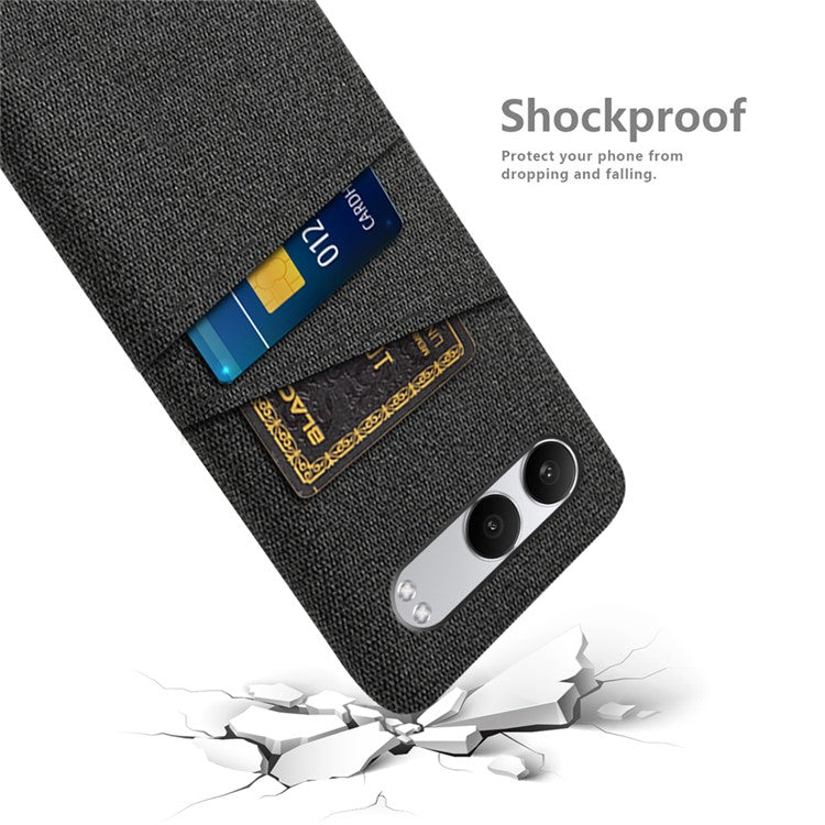 For OnePlus Nord 4 Case Cloth + Hard PC Phone Cover with Dual Card Slots - Black