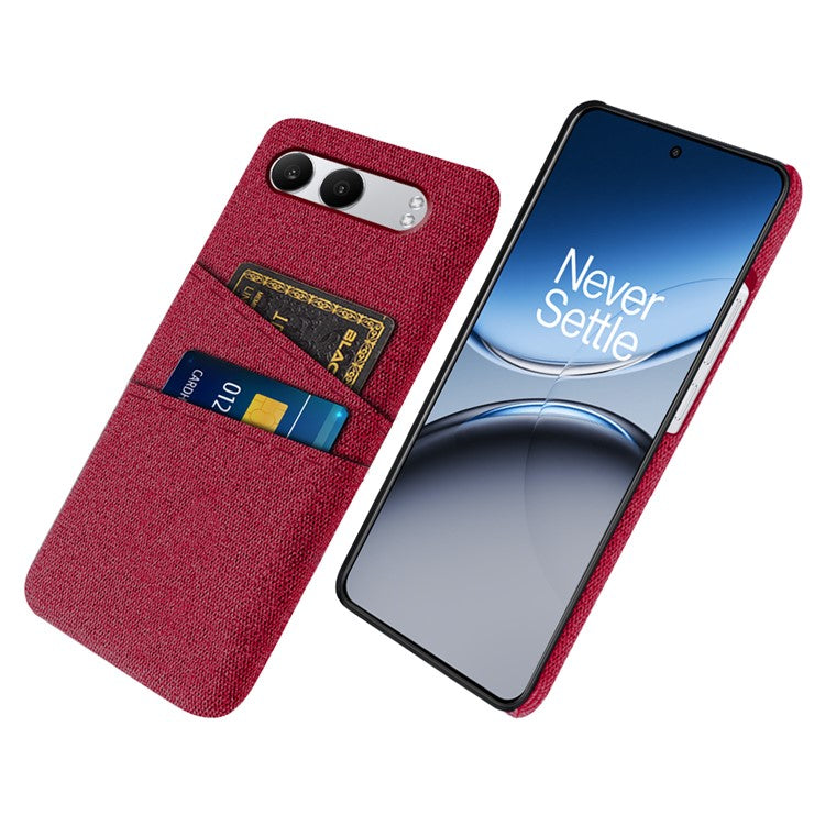 For OnePlus Nord 4 Case Cloth + Hard PC Phone Cover with Dual Card Slots - Red