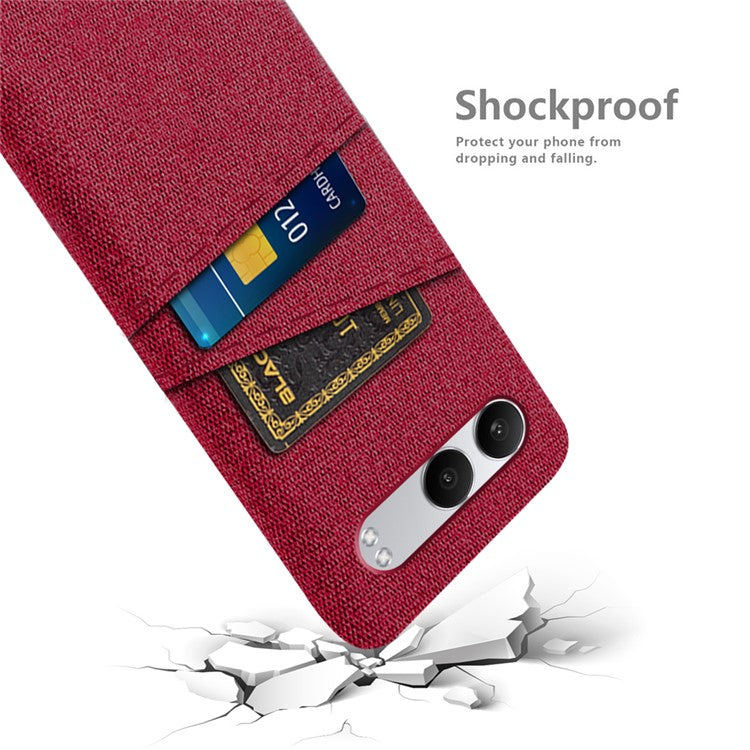 For OnePlus Nord 4 Case Cloth + Hard PC Phone Cover with Dual Card Slots - Red