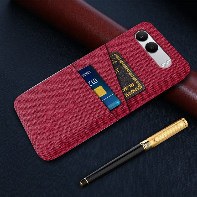 For OnePlus Nord 4 Case Cloth + Hard PC Phone Cover with Dual Card Slots - Red
