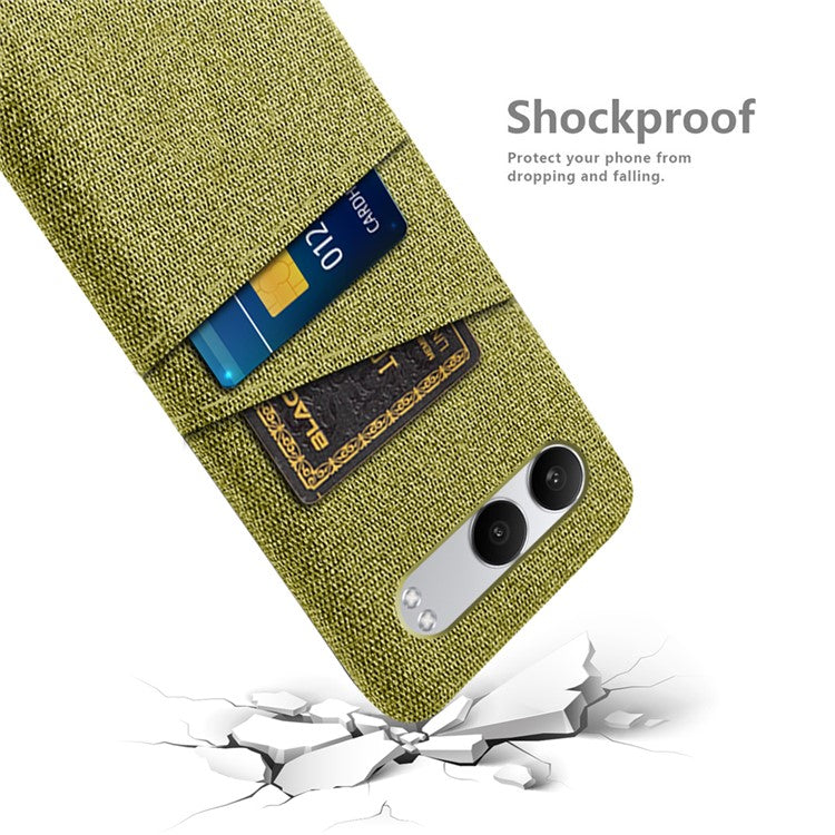 For OnePlus Nord 4 Case Cloth + Hard PC Phone Cover with Dual Card Slots - Yellow