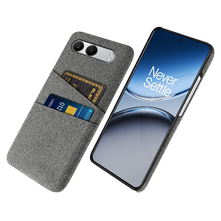 For OnePlus Nord 4 Case Cloth + Hard PC Phone Cover with Dual Card Slots - Grey