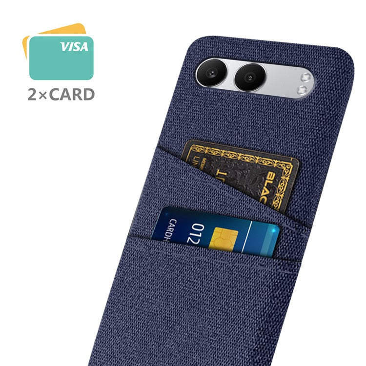 For OnePlus Nord 4 Case Cloth + Hard PC Phone Cover with Dual Card Slots - Blue