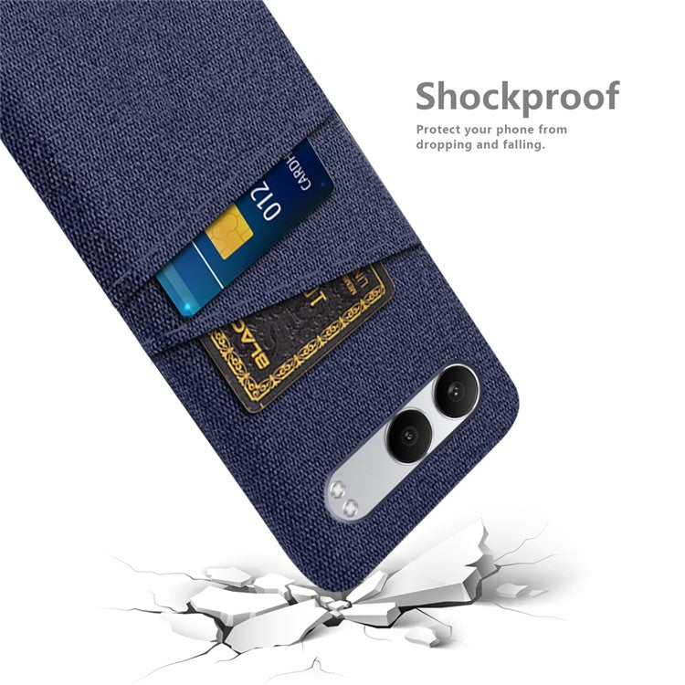 For OnePlus Nord 4 Case Cloth + Hard PC Phone Cover with Dual Card Slots - Blue