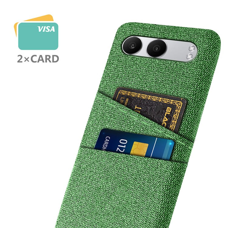 For OnePlus Nord 4 Case Cloth + Hard PC Phone Cover with Dual Card Slots - Green