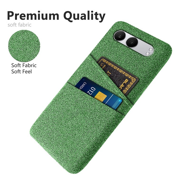 For OnePlus Nord 4 Case Cloth + Hard PC Phone Cover with Dual Card Slots - Green