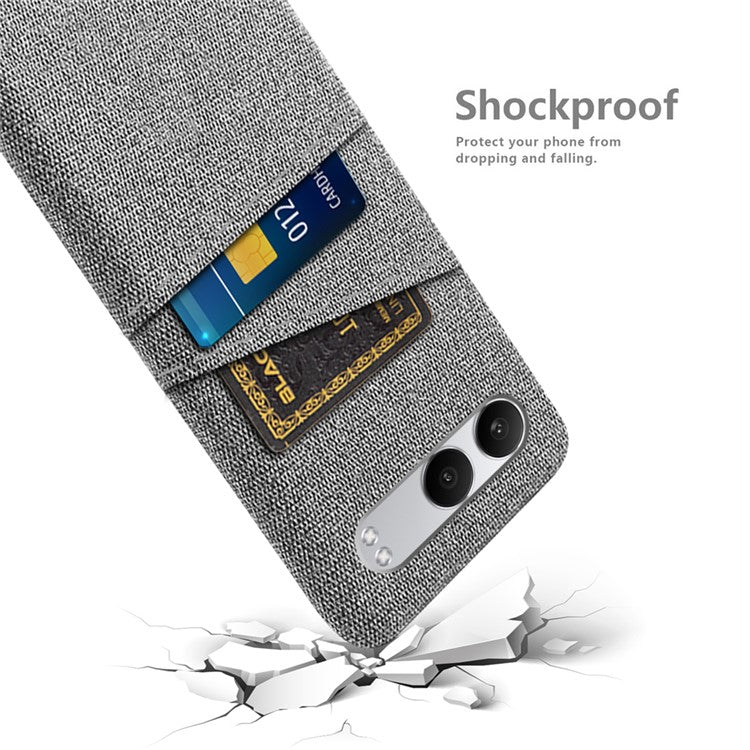 For OnePlus Nord 4 Case Cloth + Hard PC Phone Cover with Dual Card Slots - Light Grey