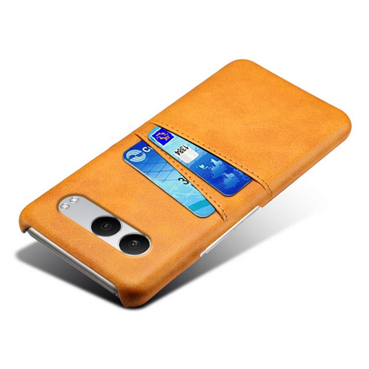For OnePlus Nord 4 Case Dual Card Slots PU Leather + Hard PC Phone Cover - Orange