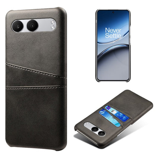For OnePlus Nord 4 Case Dual Card Slots PU Leather + Hard PC Phone Cover - Black