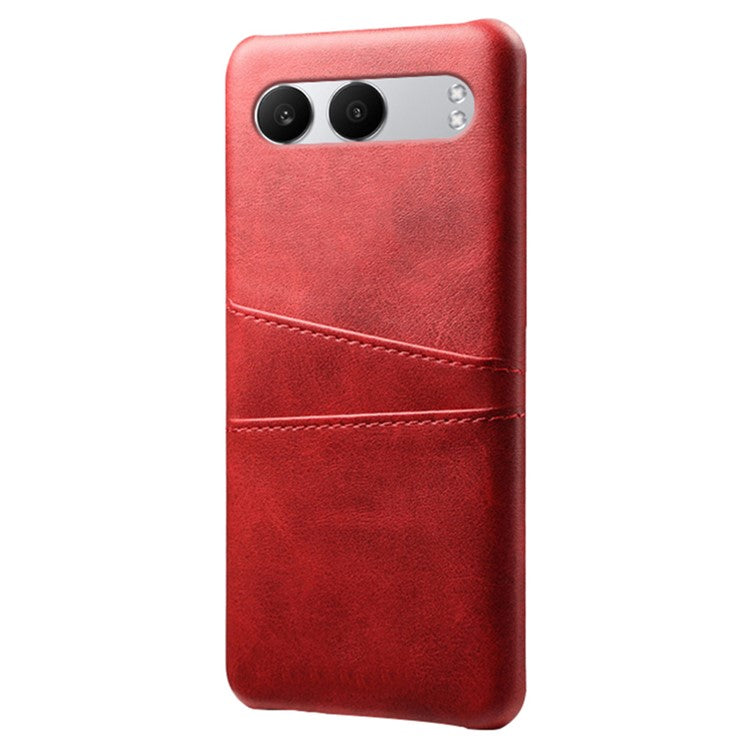 For OnePlus Nord 4 Case Dual Card Slots PU Leather + Hard PC Phone Cover - Red