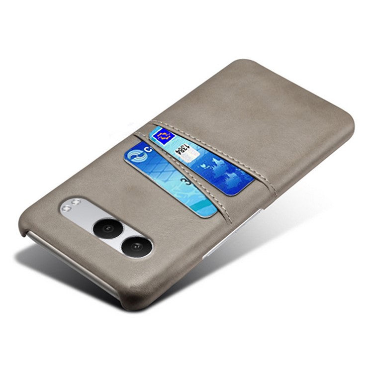 For OnePlus Nord 4 Case Dual Card Slots PU Leather + Hard PC Phone Cover - Grey