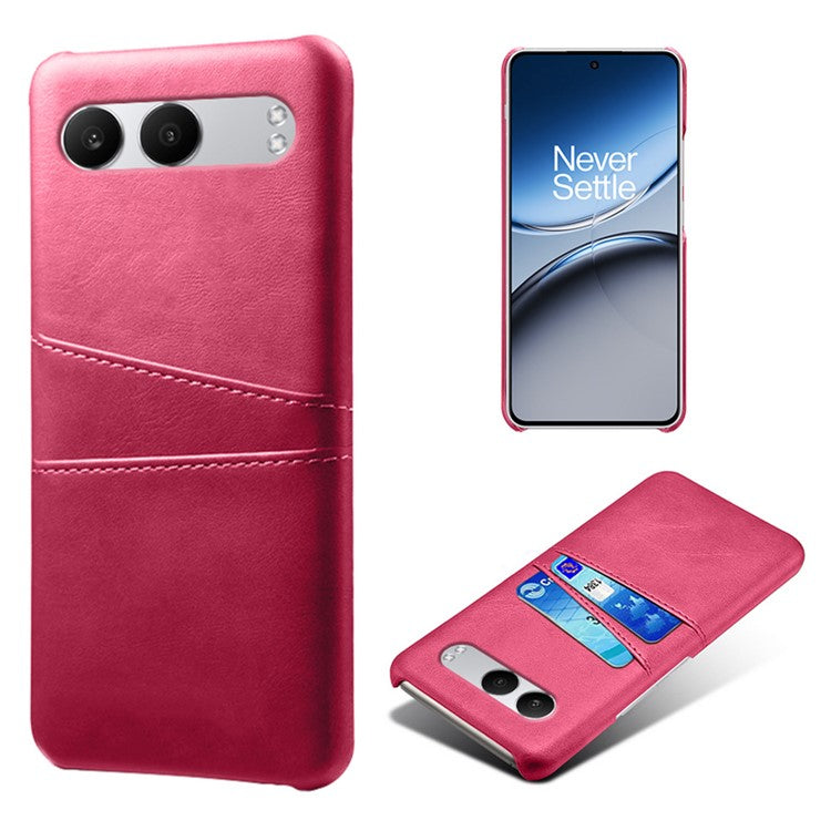 For OnePlus Nord 4 Case Dual Card Slots PU Leather + Hard PC Phone Cover - Rose