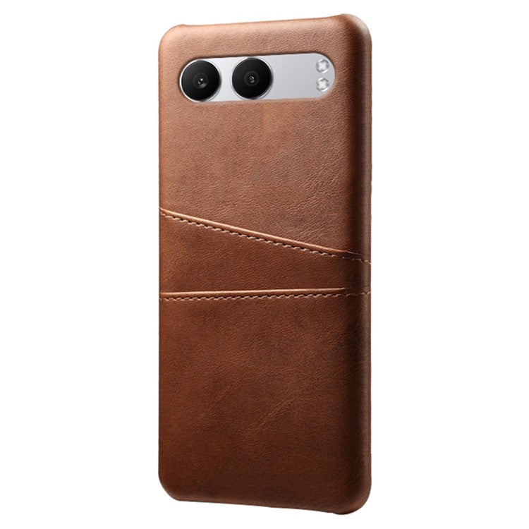 For OnePlus Nord 4 Case Dual Card Slots PU Leather + Hard PC Phone Cover - Brown