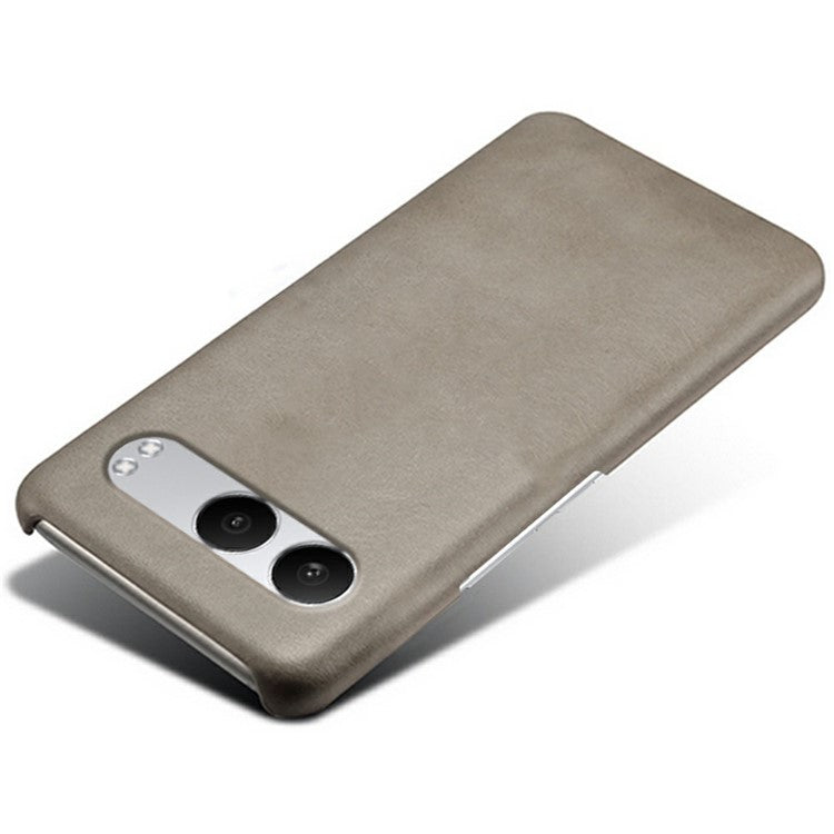 For OnePlus Nord 4 Case Calf Texture PU Leather Hard PC Protective Phone Cover - Grey
