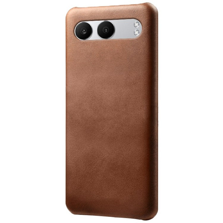 For OnePlus Nord 4 Case Calf Texture PU Leather Hard PC Protective Phone Cover - Brown
