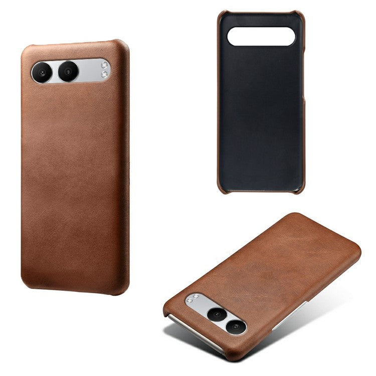 For OnePlus Nord 4 Case Calf Texture PU Leather Hard PC Protective Phone Cover - Brown