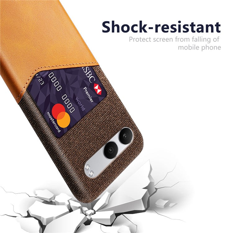 For OnePlus Nord 4 Case Cloth Texture PU Leather Hard PC Card Slot Phone Cover - Orange