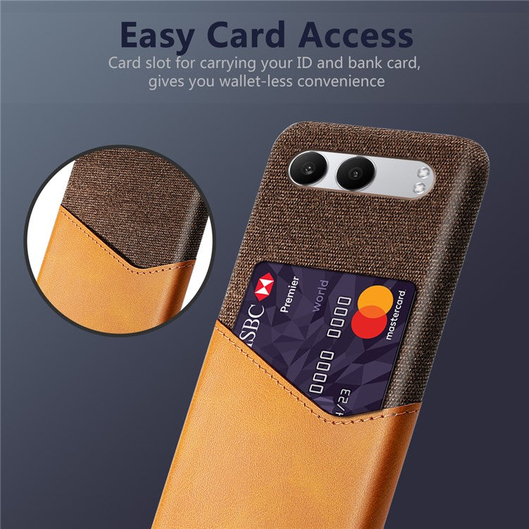 For OnePlus Nord 4 Case Cloth Texture PU Leather Hard PC Card Slot Phone Cover - Orange
