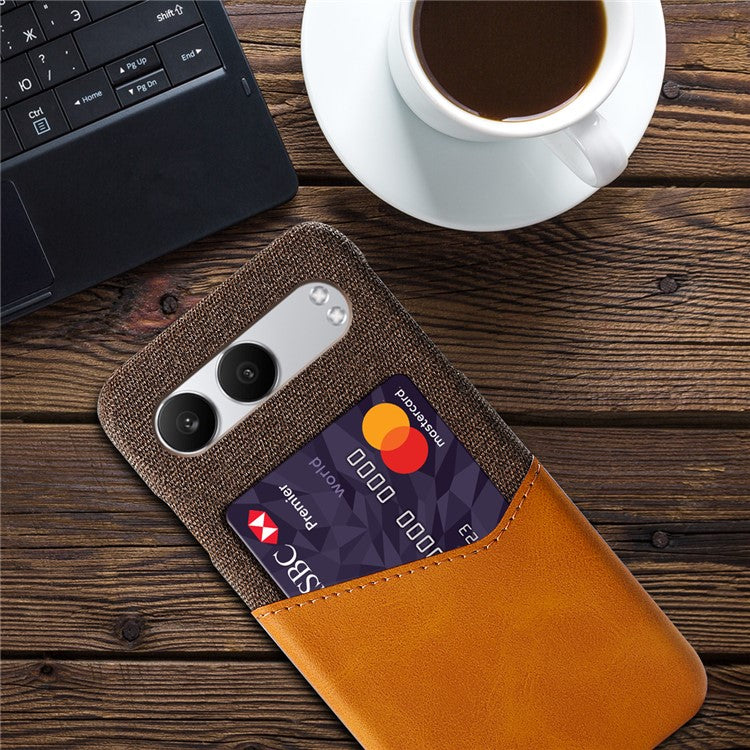 For OnePlus Nord 4 Case Cloth Texture PU Leather Hard PC Card Slot Phone Cover - Orange