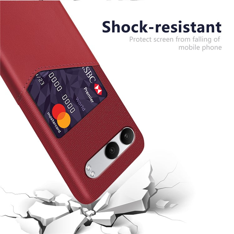 For OnePlus Nord 4 Case Cloth Texture PU Leather Hard PC Card Slot Phone Cover - Red