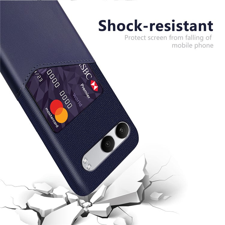 For OnePlus Nord 4 Case Cloth Texture PU Leather Hard PC Card Slot Phone Cover - Blue
