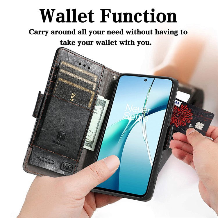 CASENEO 002 Series For OnePlus Nord CE4 Lite 5G / Oppo K12x 5G (China) Case Stand Wallet Splicing PU Leather Cover - Grey