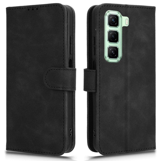 For Infinix Hot 50 5G Leather Case Skin-Feel Anti-Drop Wallet Flip Phone Cover - Black