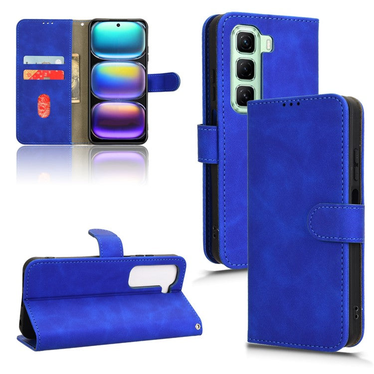 For Infinix Hot 50 5G Leather Case Skin-Feel Anti-Drop Wallet Flip Phone Cover - Blue