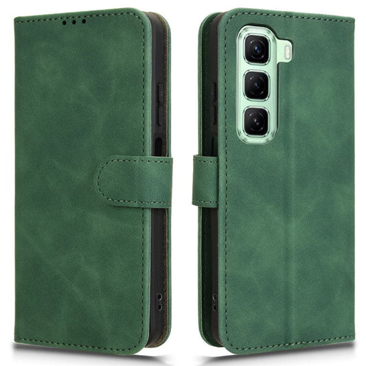 For Infinix Hot 50 5G Leather Case Skin-Feel Anti-Drop Wallet Flip Phone Cover - Green