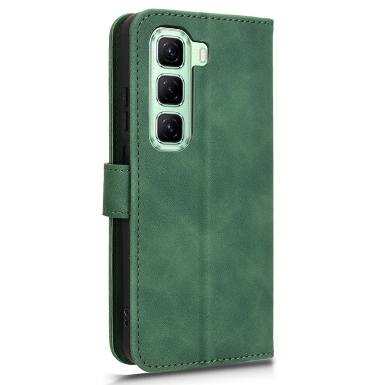For Infinix Hot 50 5G Leather Case Skin-Feel Anti-Drop Wallet Flip Phone Cover - Green