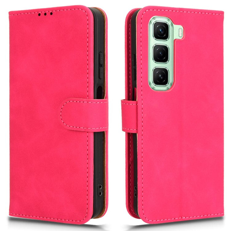 For Infinix Hot 50 5G Leather Case Skin-Feel Anti-Drop Wallet Flip Phone Cover - Rose