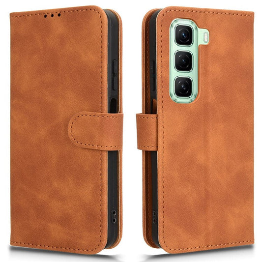 For Infinix Hot 50 5G Leather Case Skin-Feel Anti-Drop Wallet Flip Phone Cover - Brown